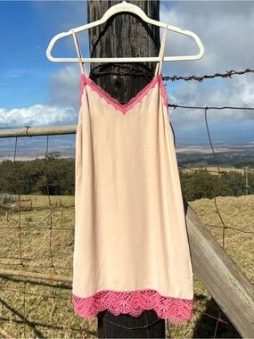Le Superbe Sexy Beige Pink Knee length Night Gown Slip  Size 0